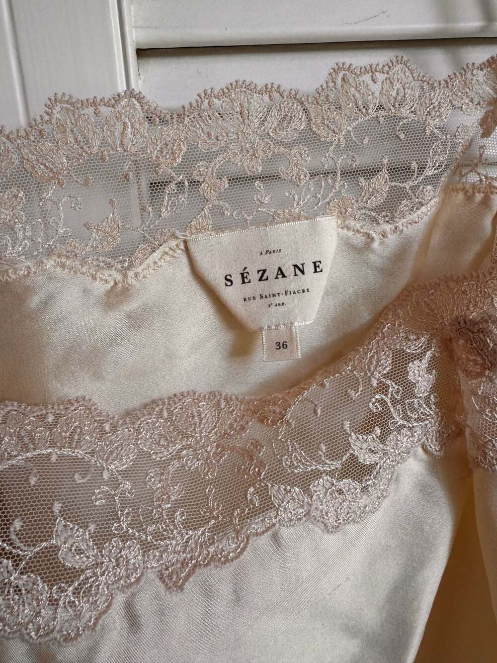 Sézane Silk Lace Trim Camisole Top Champagne Size 36